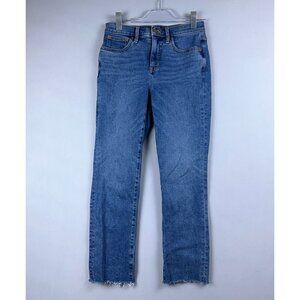 J Crew Essential Straight Leg Jeans Womens Size 26 Mid Rise Medium Wash Blue